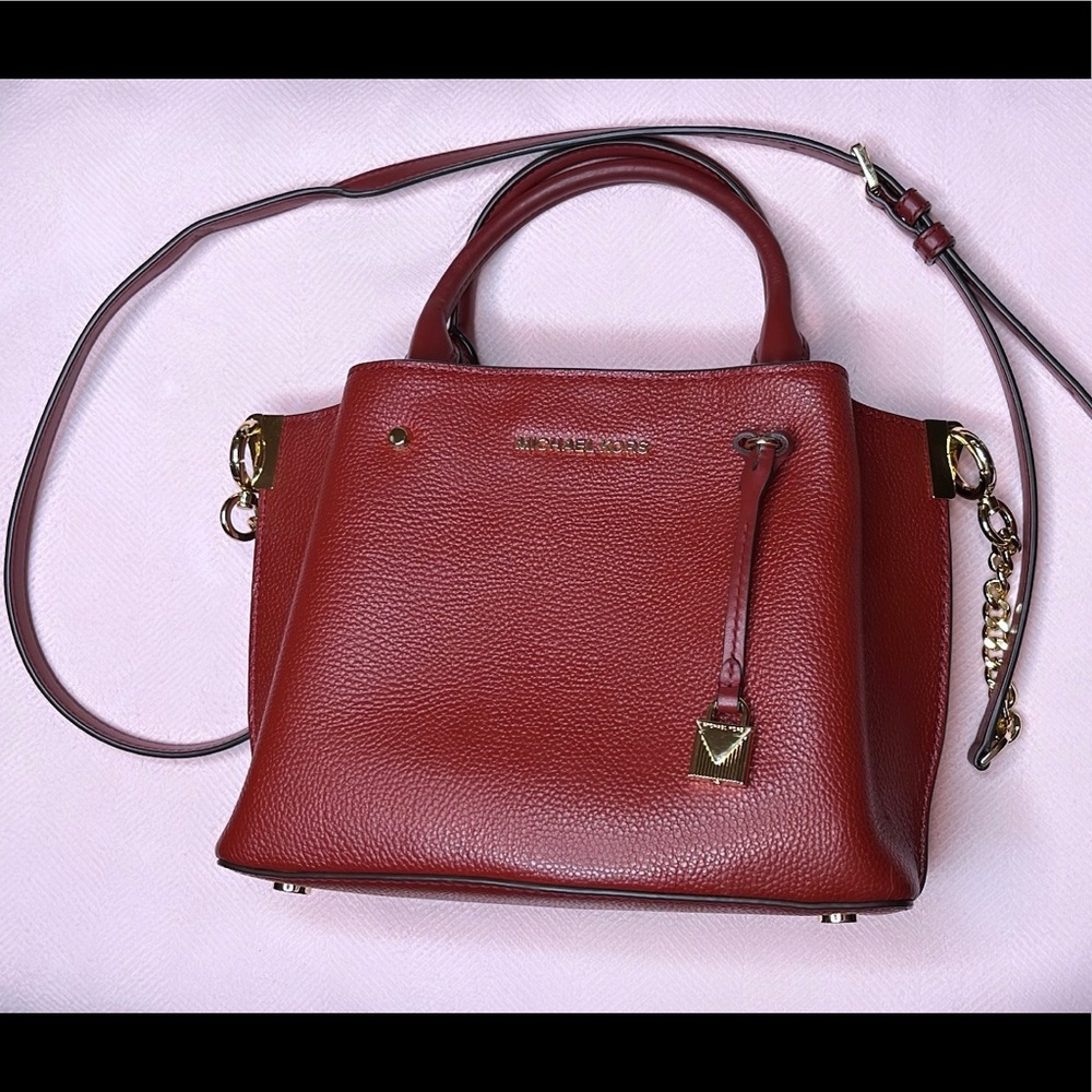 Burgundy Michael Kors leather crossbody purse